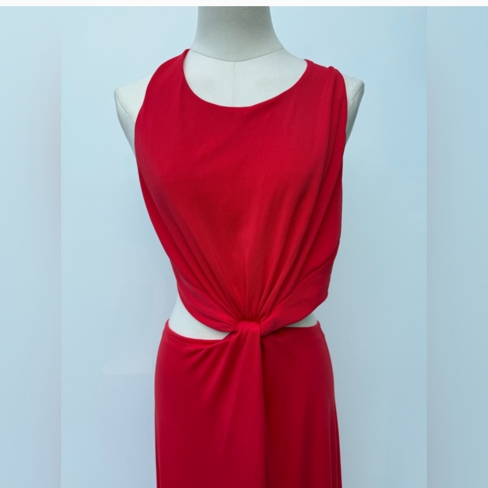 BCBGMAXAZRIA NWT RED CROSS BACK OPEN BACK OLESYA MAXI DRESS GORGEOUS!! - Picture 3 of 7